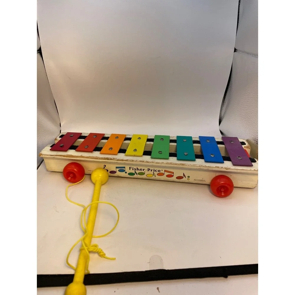 Fisher Price Pull A Tune Toy Xylophone Keys with Mallet Vintage 1964 FP 870 USA